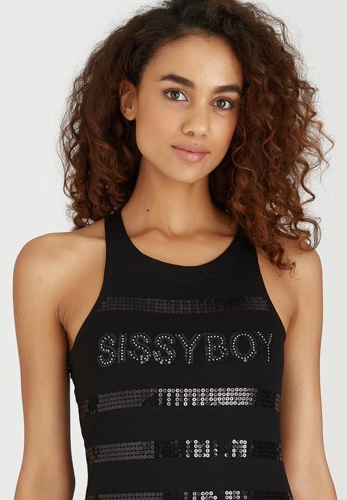 SISSY BOY - Haven Sequinned Tank Black