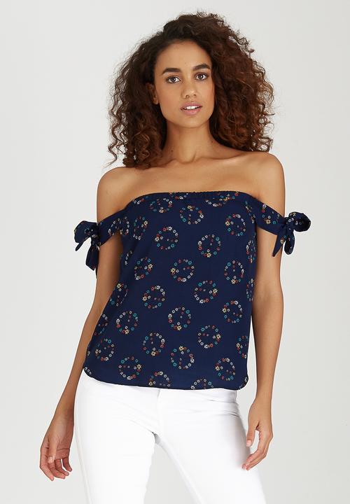 SISSY BOY - Whoah Tie Sleeve Blouse Navy