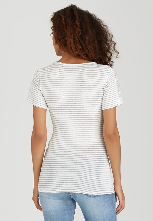SISSY BOY - Striker Tee with Lace Grey