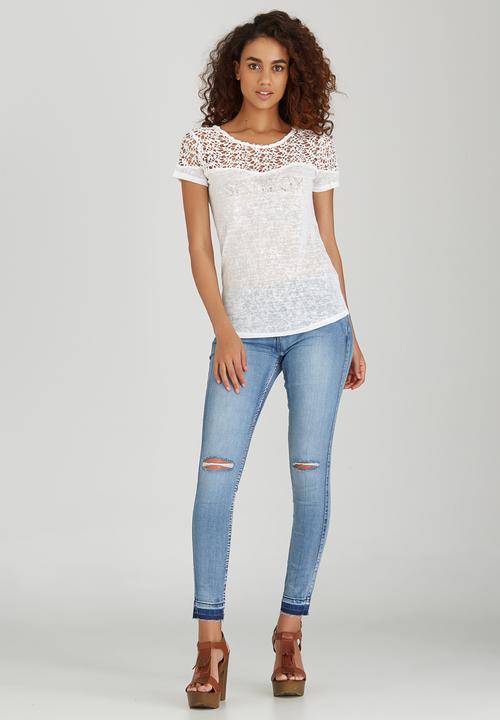 SISSY BOY - Ollie Linen Logo Tee with Crochet Off White