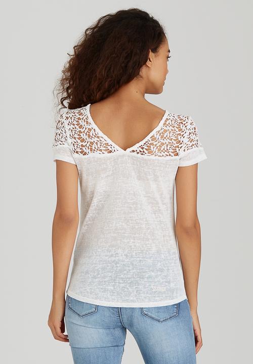 SISSY BOY - Ollie Linen Logo Tee with Crochet Off White
