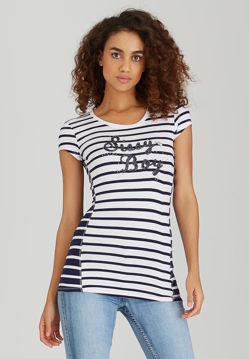 SISSY BOY - Ginger Striped Tee Blue and White
