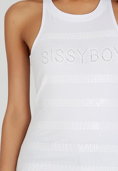 SISSY BOY - Haven Sequinned Tank White