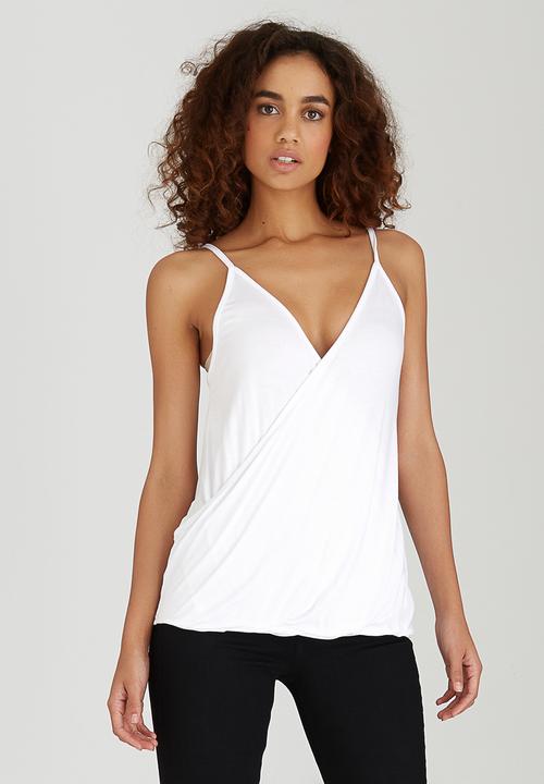 STYLE REPUBLIC - Cross Over Drape Cami White