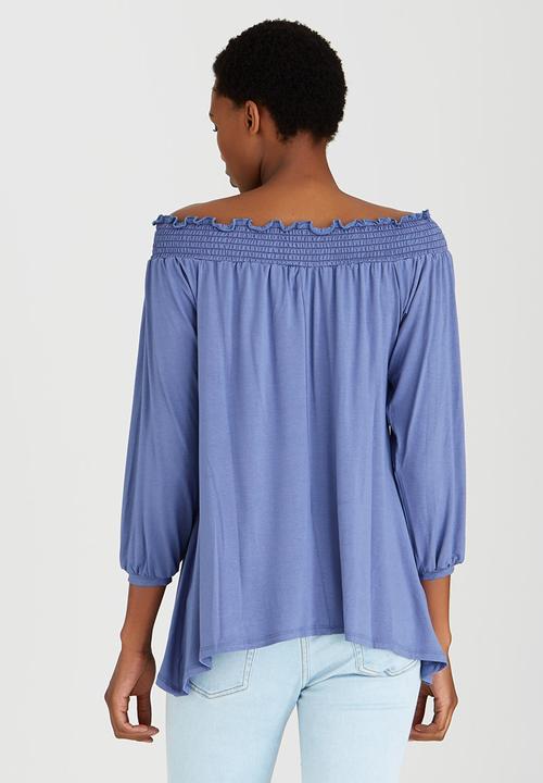edit Maternity - Off Shoulder Top Blue