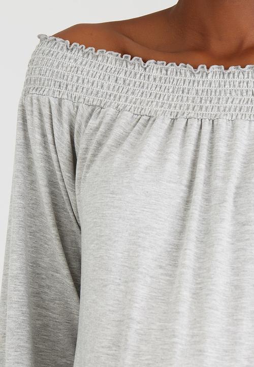 edit Maternity - Off Shoulder Top Grey Melange