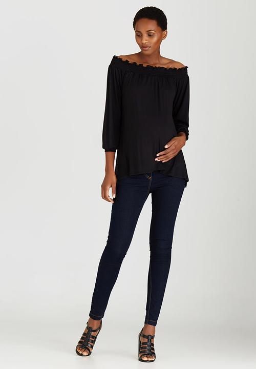 edit Maternity - Off Shoulder Top Black
