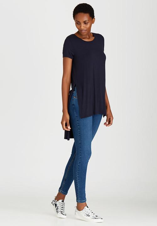 ONLY - Jewel Hi-low Hemline Tee Navy