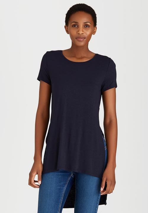 ONLY - Jewel Hi-low Hemline Tee Navy