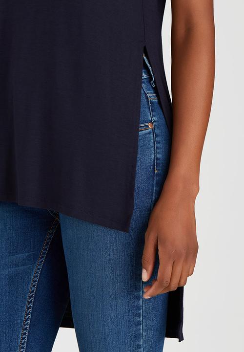 ONLY - Jewel Hi-low Hemline Tee Navy