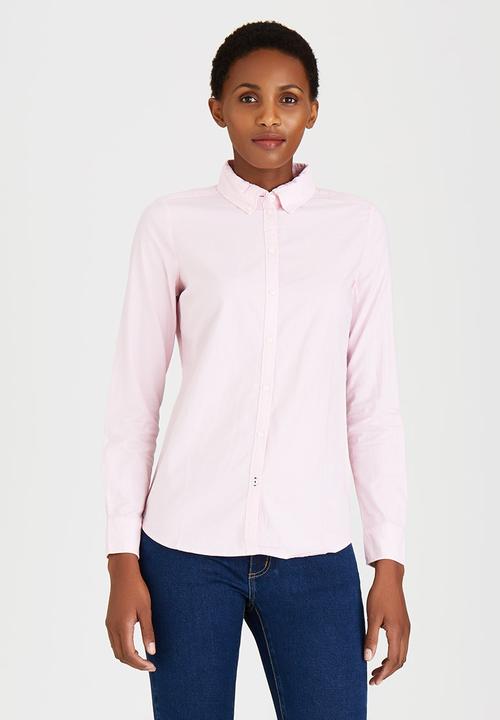 ONLY - Cici Long Sleeve Oxford Shirt Pale Pink