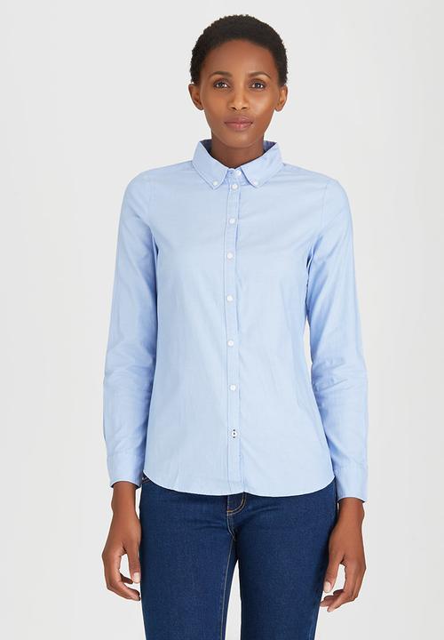 ONLY - Cici Long Sleeve Oxford Shirt Pale Blue