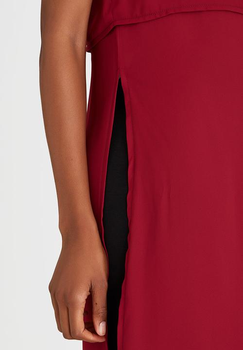 STYLE REPUBLIC - Front Button Tunic Dark Red