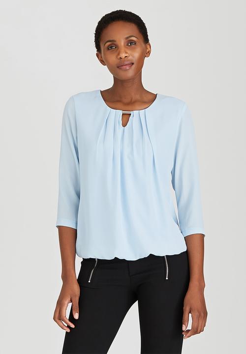 edit - Trim Detail Blouse Pale Blue