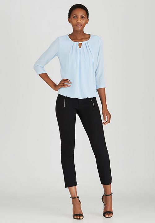 edit - Trim Detail Blouse Pale Blue