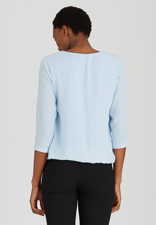 edit - Trim Detail Blouse Pale Blue