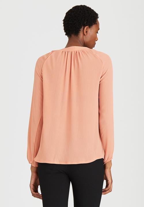 edit - Lace-up Gypsy Blouse Coral