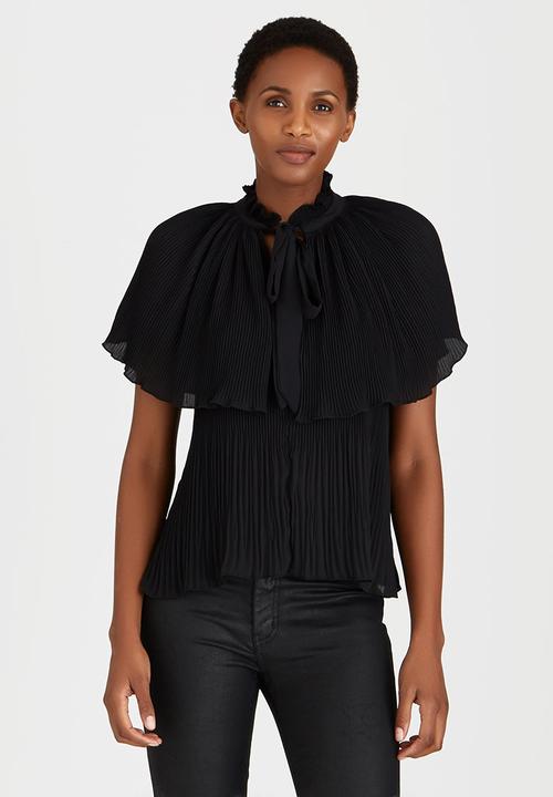 STYLE REPUBLIC - Pleated Frill Blouse Black
