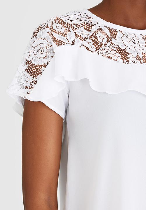 STYLE REPUBLIC - Lace Inset Blouse White