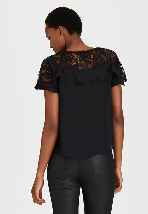 STYLE REPUBLIC - Lace Inset Blouse Black