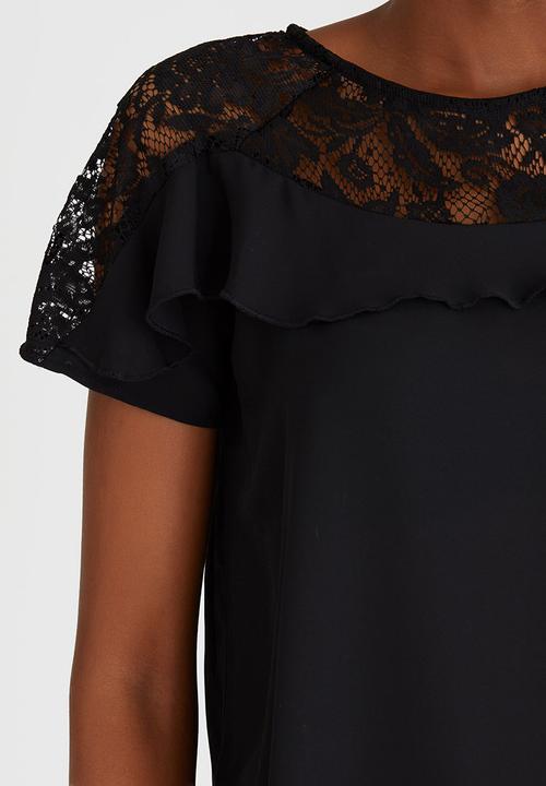 STYLE REPUBLIC - Lace Inset Blouse Black