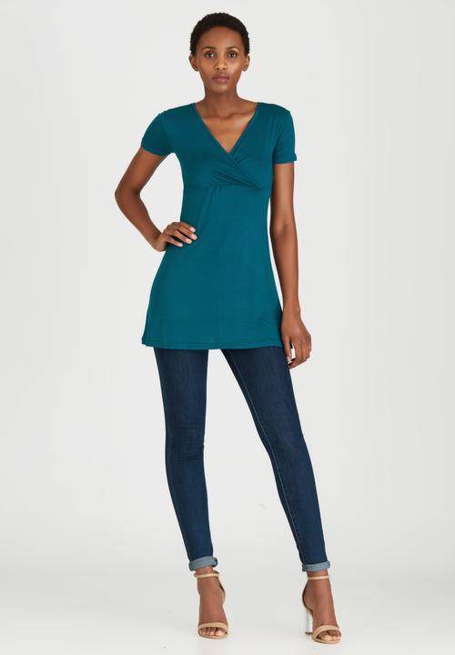 edit - Cross Over Front Tunic Turquoise