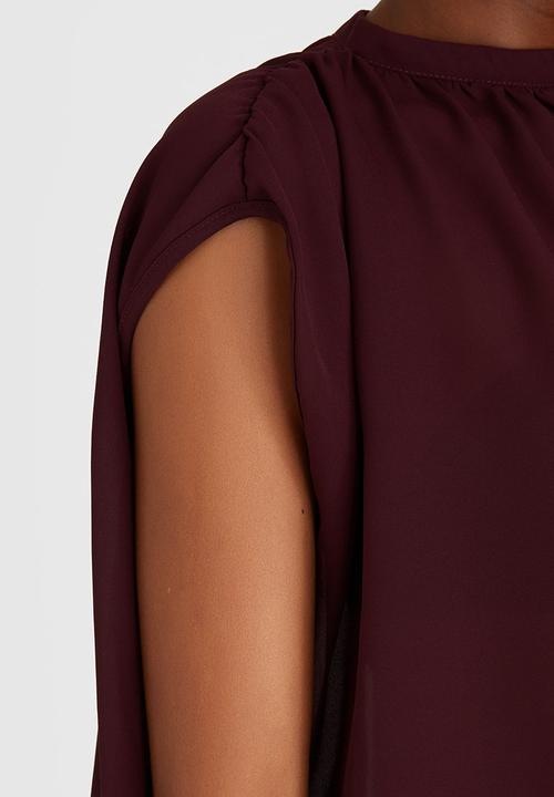 STYLE REPUBLIC - High Neck Blouse Dark Red
