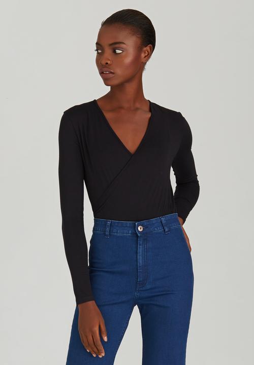 edit - Wrap Bodysuit Black