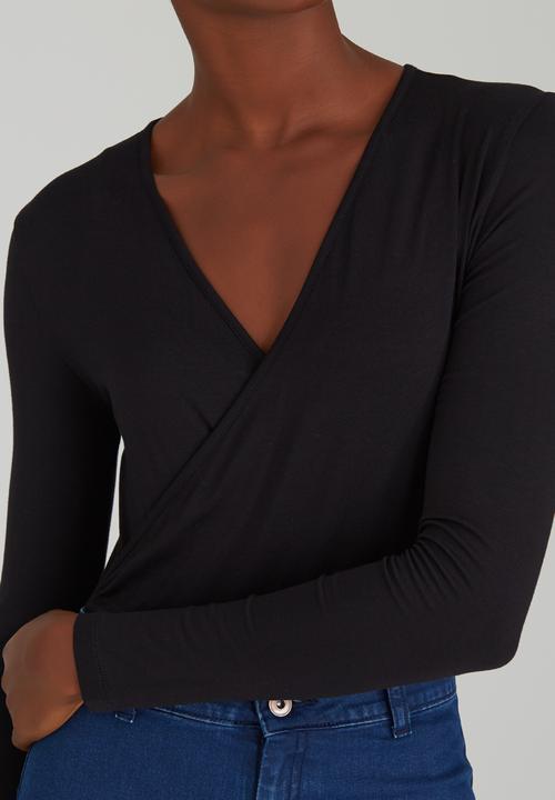 edit - Wrap Bodysuit Black