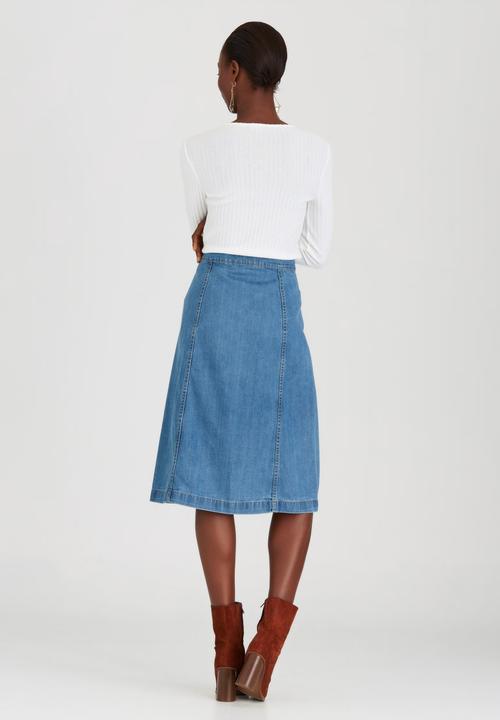 STYLE REPUBLIC - Midi A-Line Skirt Mid Blue