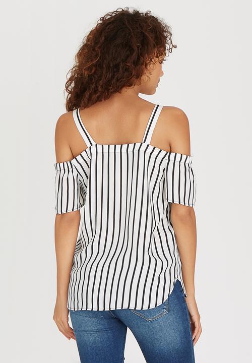SISSY BOY - Lenny Striped Off-the-shoulder Black and White