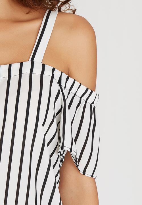 SISSY BOY - Lenny Striped Off-the-shoulder Black and White