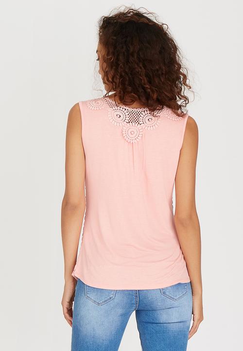 SISSY BOY - Delta Cami with Crochet Neck		 Coral