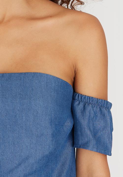 Sassoon - Tencel Off-the-shoulder Gypsy Top 		 Mid Blue