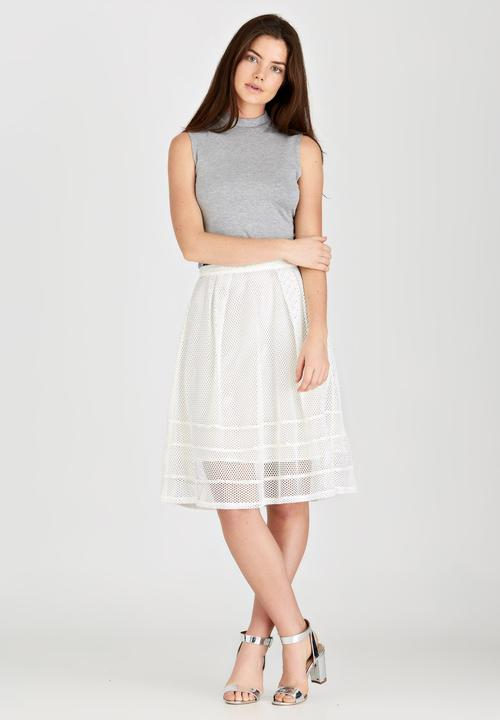 STYLE REPUBLIC - Eyelet Lace Midi Skirt White