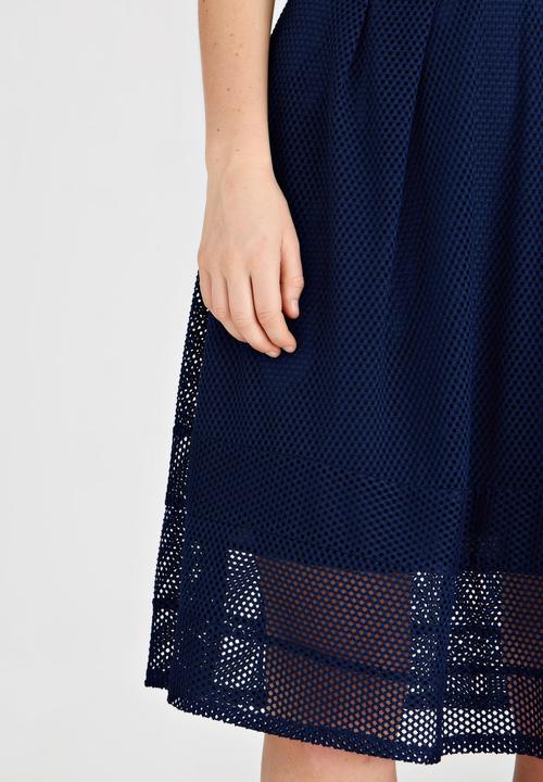 STYLE REPUBLIC - Eyelet Lace Midi Skirt Navy