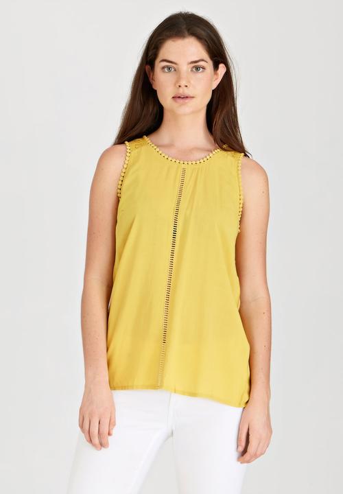 G Couture - Lace Trim Camisole Yellow