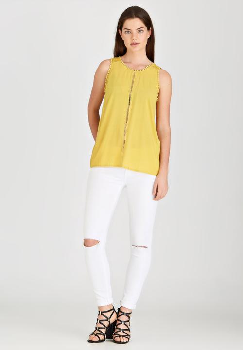 G Couture - Lace Trim Camisole Yellow