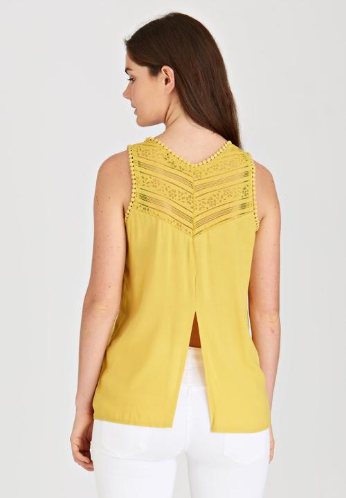 G Couture - Lace Trim Camisole Yellow