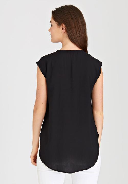 G Couture - Lace-up Pleat Top Black