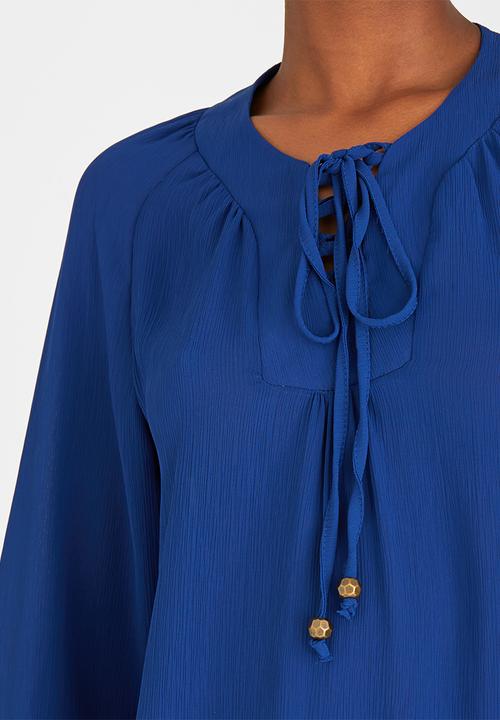 edit - Lace-up Gypsy Blouse Dark Blue