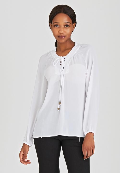 edit - Lace-up Gypsy Blouse White