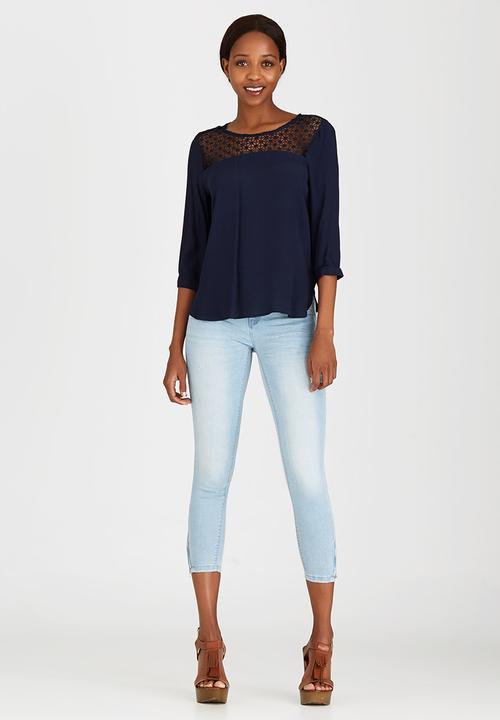 ONLY - Crochet Insert Tunic Navy