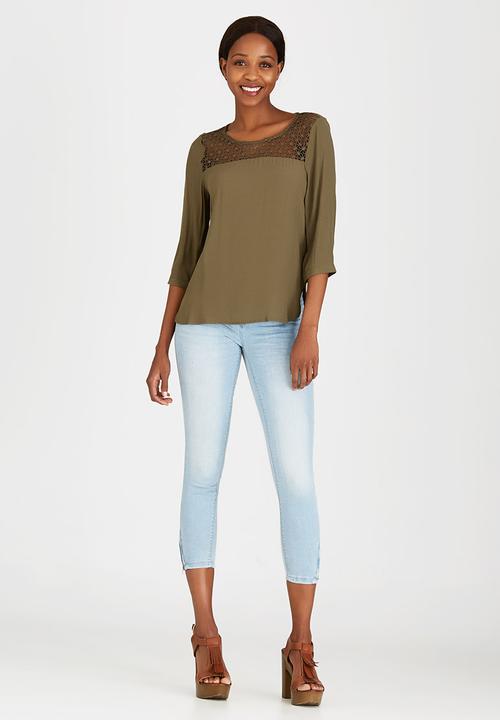 ONLY - Crochet Insert Tunic Khaki Green