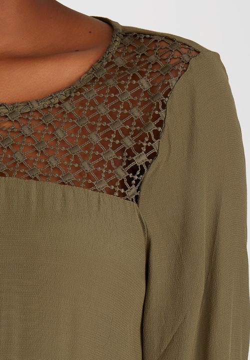 ONLY - Crochet Insert Tunic Khaki Green