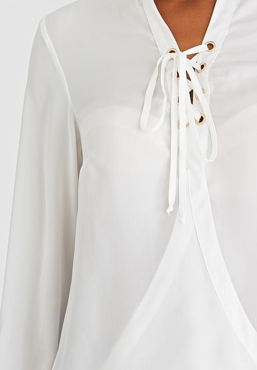 c(inch) - Lace-up Blouse White