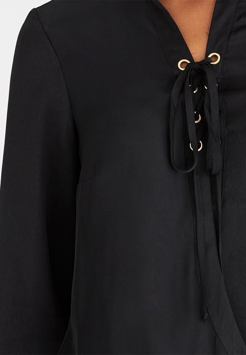 c(inch) - Lace-up Blouse Black