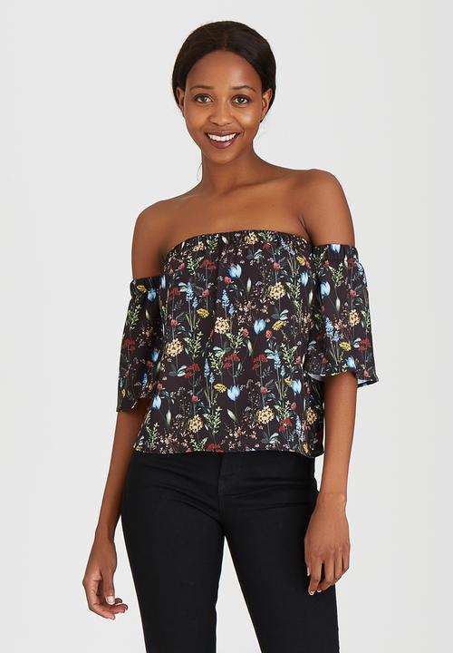 SISSY BOY - Cowgirl Off-the-shoulder Bardot Top Black