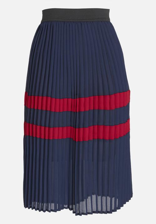 STYLE REPUBLIC - Pleated Midi Skirt Navy