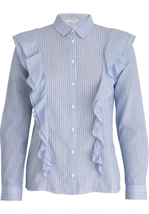 Pieces - Mawanna Frill Shirt Blue and White